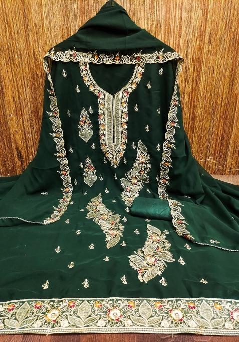 Green Embroidered Georgette Pakistani Suit Set