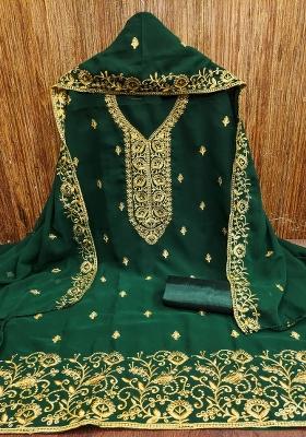 Green Embroidered Georgette Dress Material