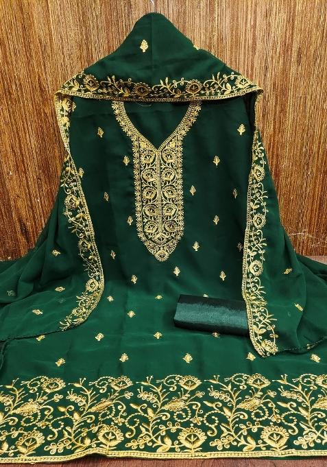 Green Embroidered Georgette Pakistani Suit Set