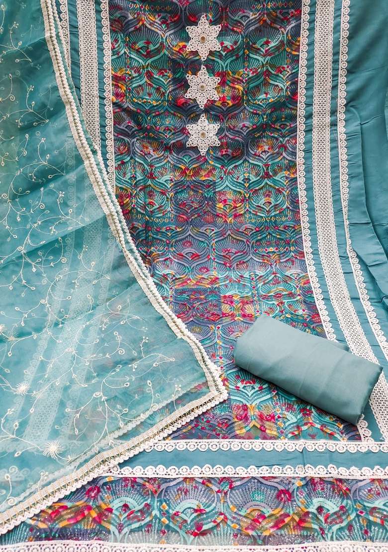 Multicolor Embroidered Blended Straight Kurta Set - Indya
