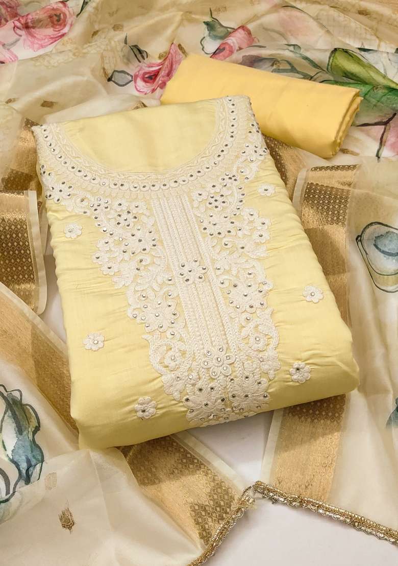 Beige Embroidered Blended Straight Kurta Set - Indya