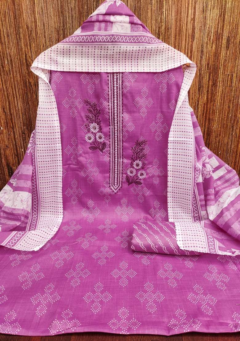 Purple Printed Blended Straight Kurta Set - Indya