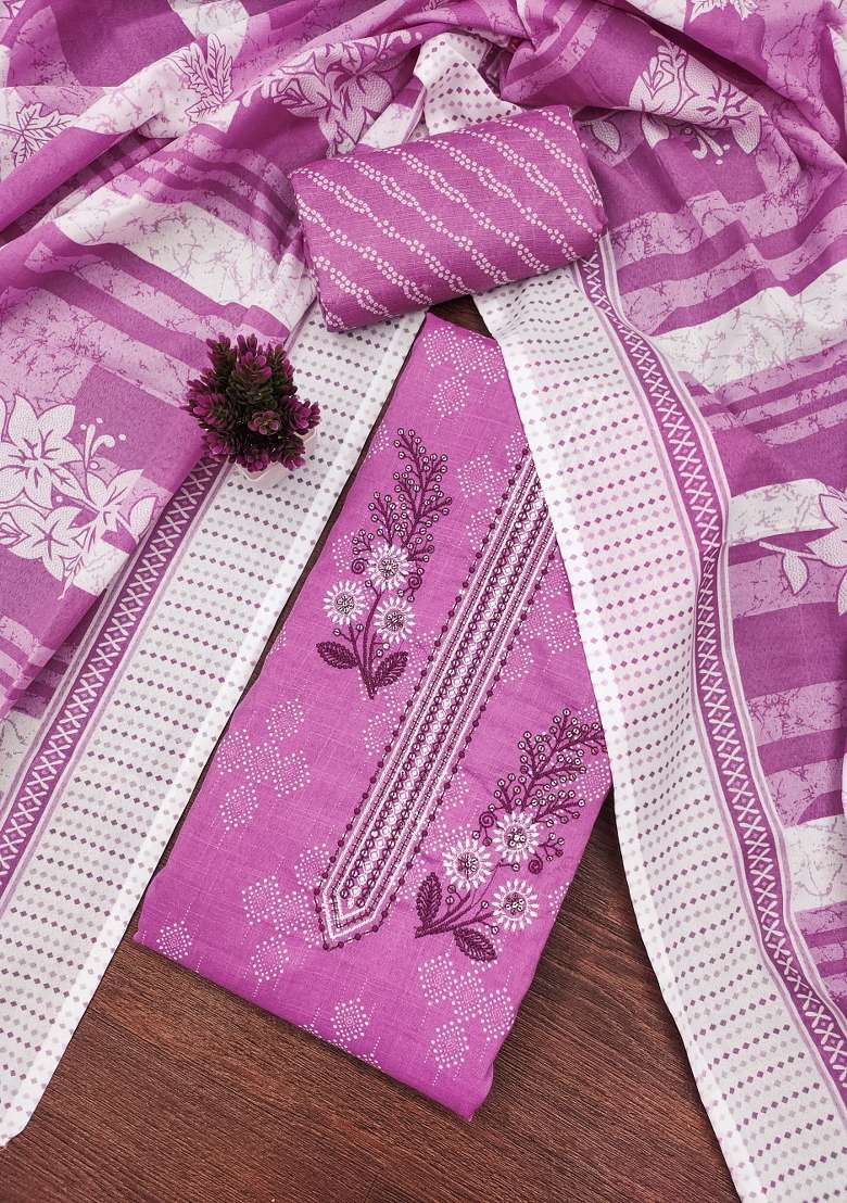Purple Printed Blended Straight Kurta Set - Indya