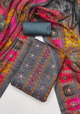 Multicolor Floral Print Chinon Straight Kurta Set