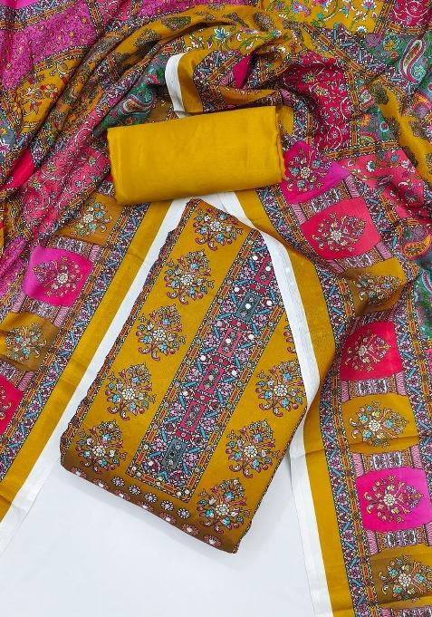 Multicolor Floral Print Chinon Straight Kurta Set