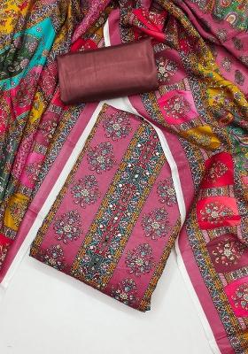 Multicolor Floral Print Chinon Straight Kurta Set