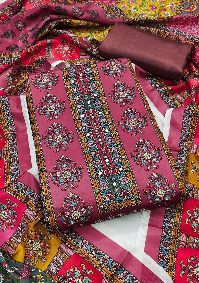 Multicolor Floral Print Chinon Straight Kurta Set - Indya