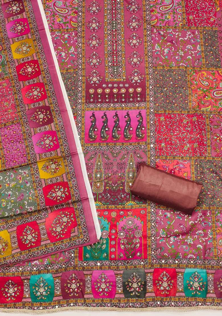 Multicolor Floral Print Chinon Straight Kurta Set - Indya