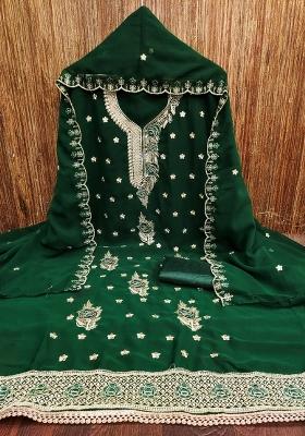 Green Embroidered Georgette Dress Material