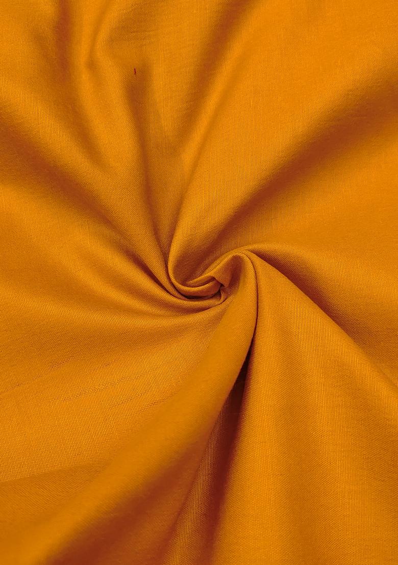 Yellow Embroidered Cotton Blend Dress Material - Indya