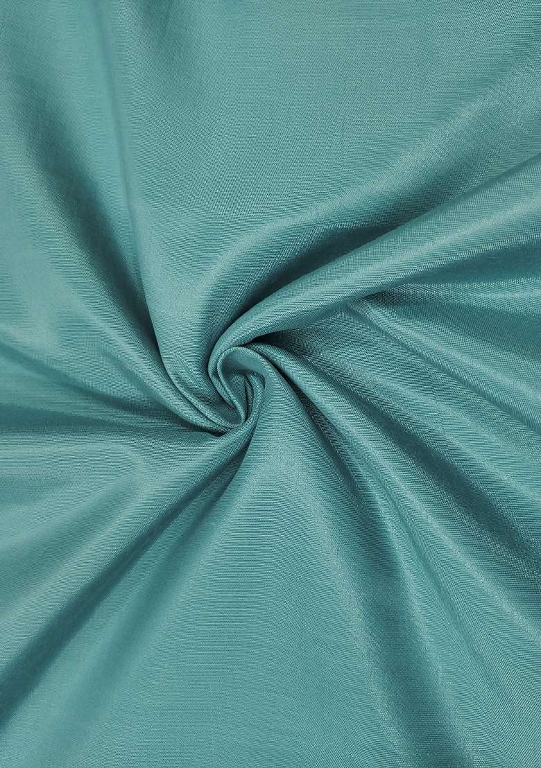 Sea Green Embroidered Cotton Blend Dress Material - Indya