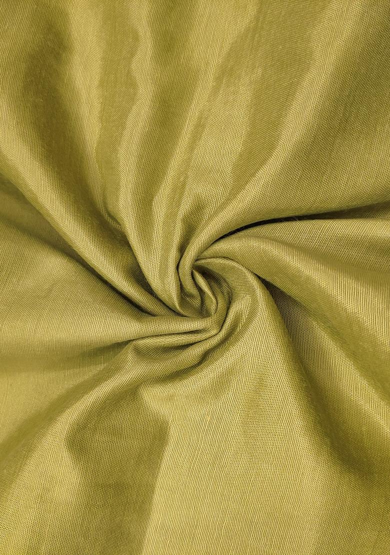 Olive Green Embroidered Cotton Blend Dress Material - Indya