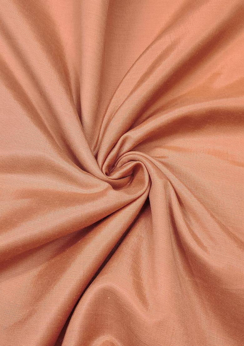 Peach Embroidered Cotton Blend Dress Material - Indya