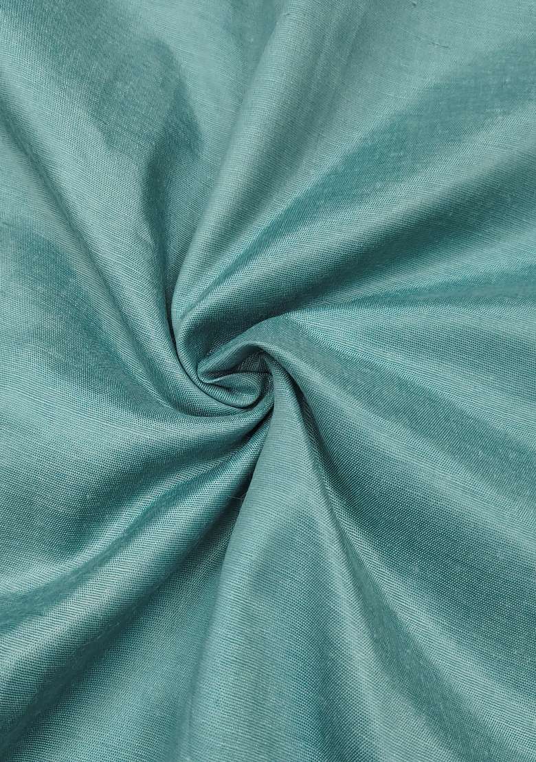 Sea Green Embroidered Cotton Blend Dress Material - Indya