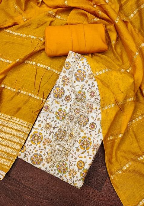 Multicolor Floral Print Blended Straight Kurta Set