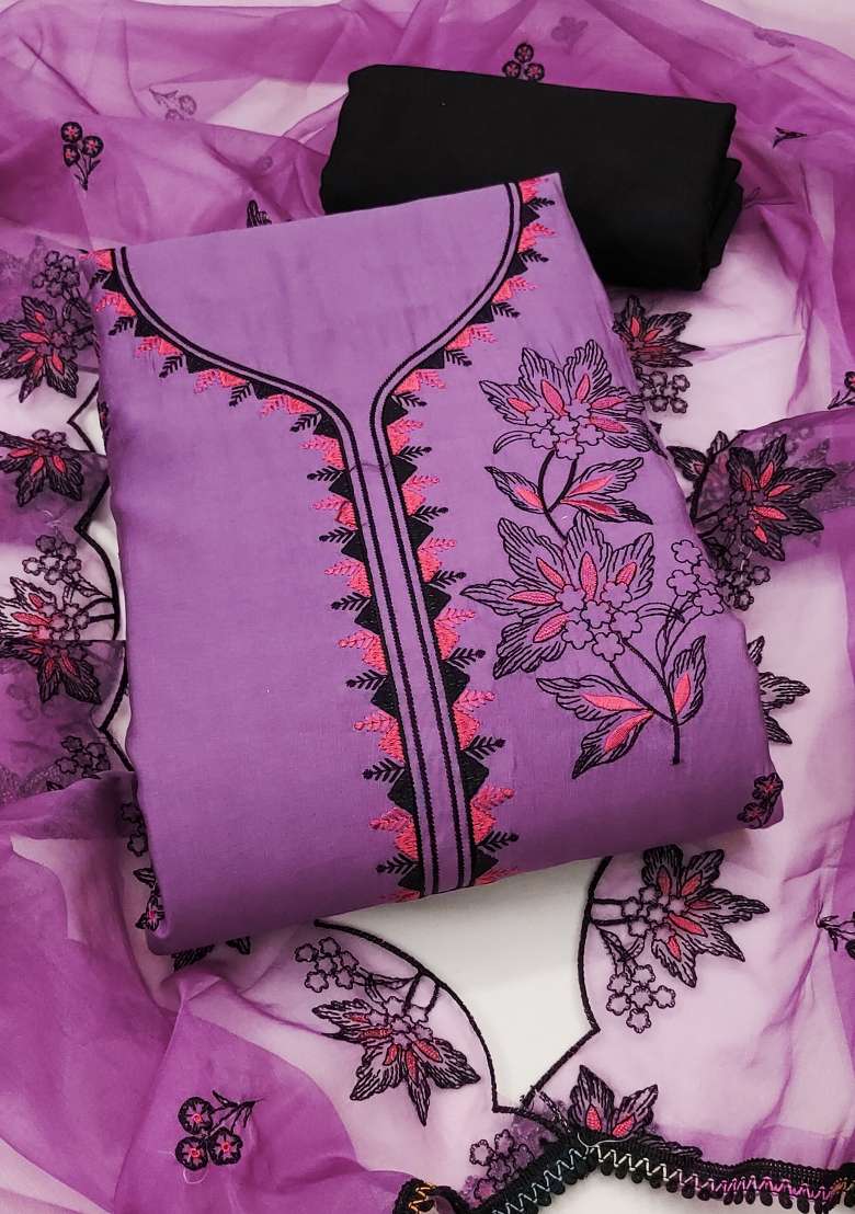 Voilet Floral Print Blended Straight Kurta Set - Indya