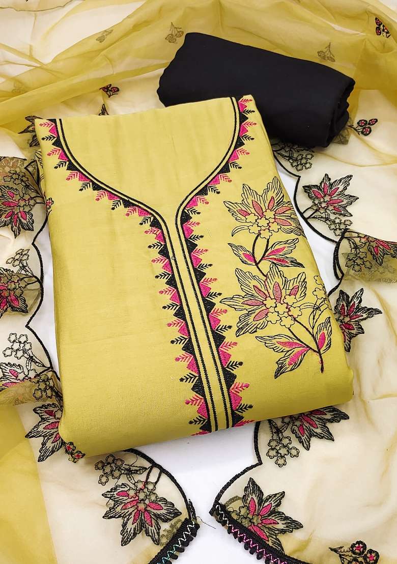 Yellow Floral Print Blended Straight Kurta Set - Indya