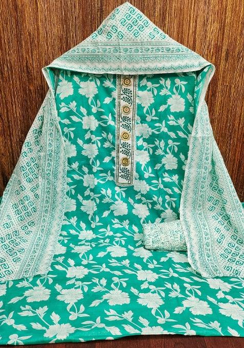 Multicolor Embroidered Cotton Blend Dress Material