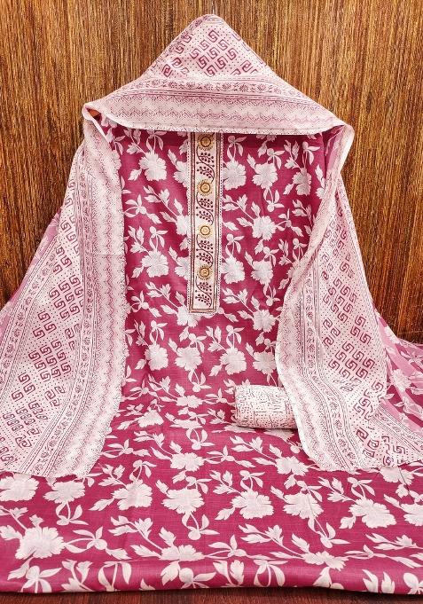 Multicolor Embroidered Cotton Blend Dress Material