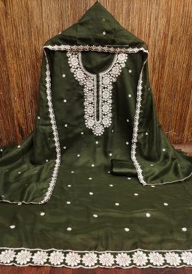 Mehandi Embroidered Georgette Dress Material