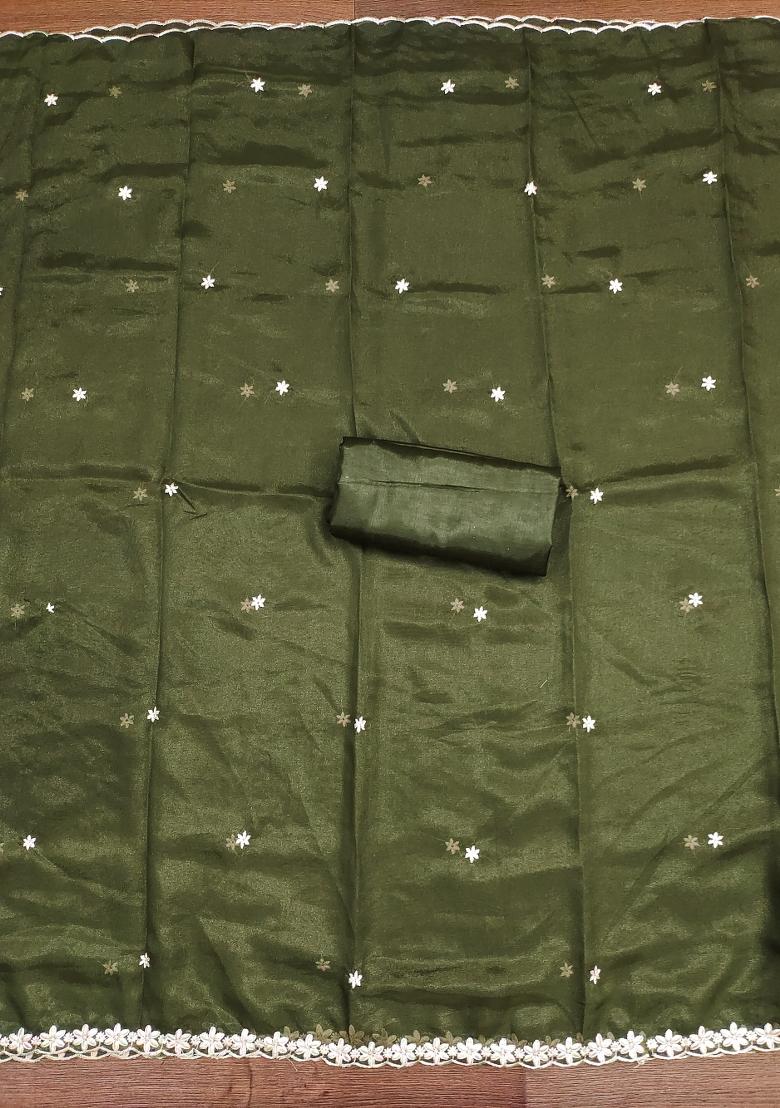 Mehandi Embroidered Georgette Dress Material