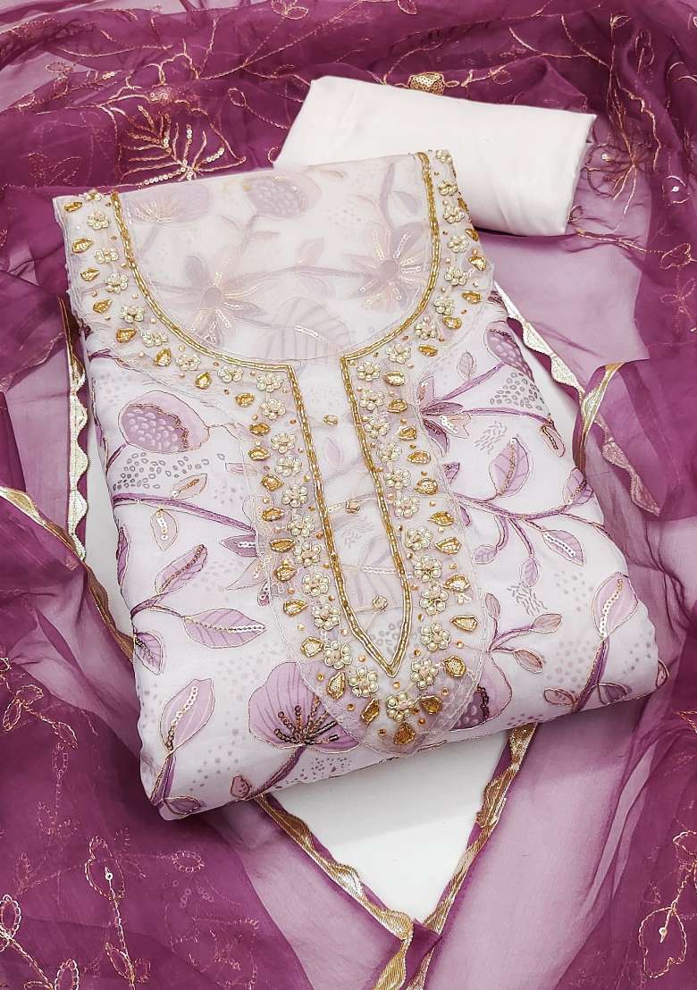 Cream Embroidered Viscose Straight Kurta Set - Indya