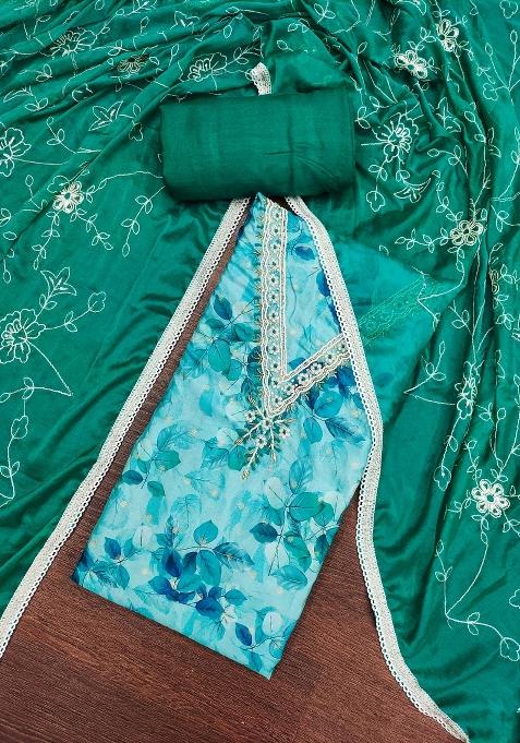 Multicolor Embroidered Blended Straight Kurta Set