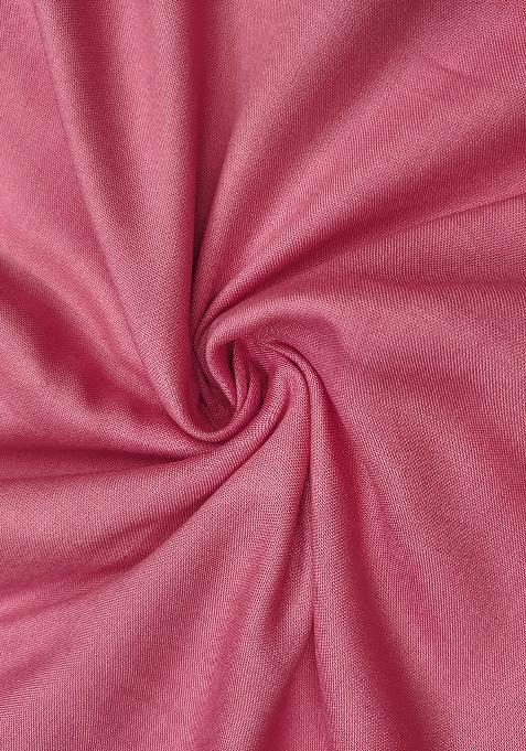 Pink Embroidered Blended Dress Material