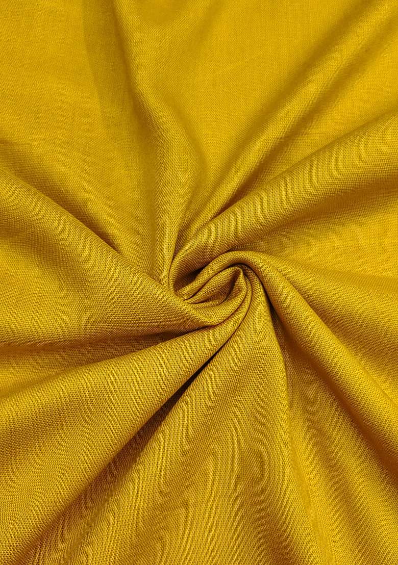 Yellow Embroidered Blended Dress Material - Indya