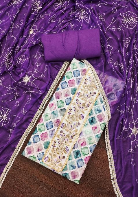 Multicolor Printed Blended Punjabi Suit