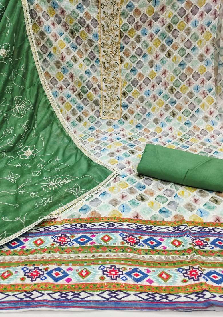 Multicolor Embroidered Blended Straight Kurta Set - Indya