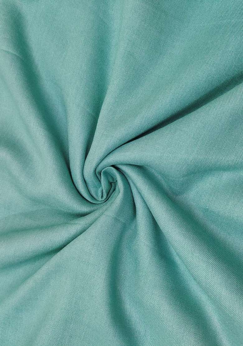 Sea Green Embroidered Cotton Straight Kurta Set - Indya