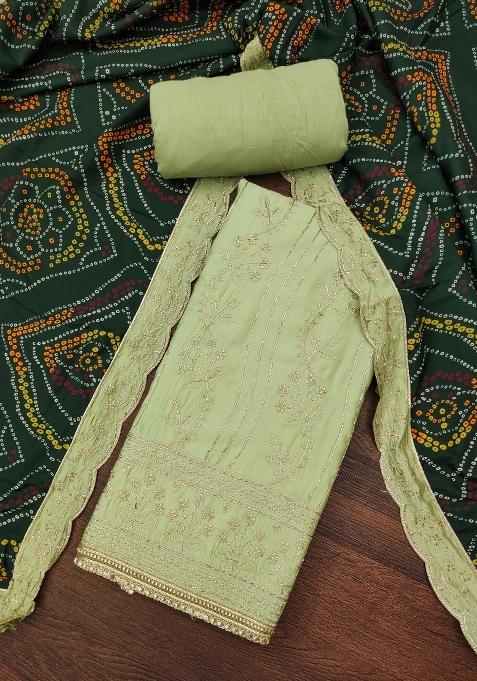 Light Green Chikankari Cotton Straight Kurta Set