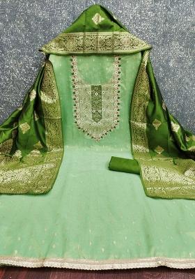 Light Green Embroidered Simmer Dress Material