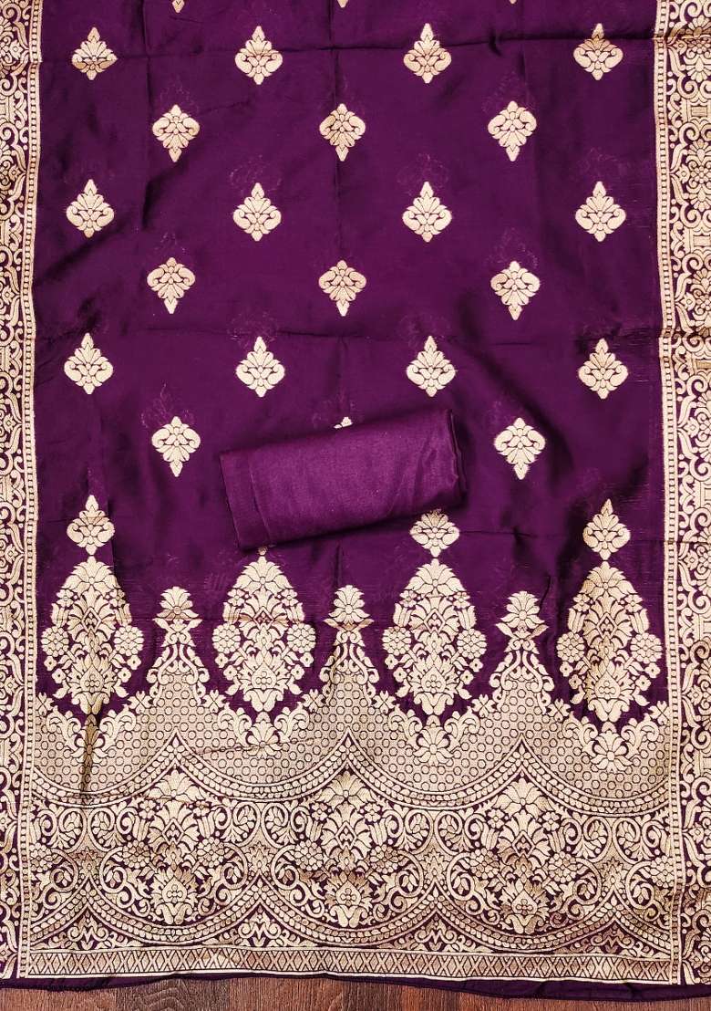 Purple Embroidered Shimmer Pakistani Suit Set - Indya