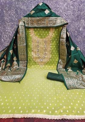 Light Green Embroidered Simmer Dress Material