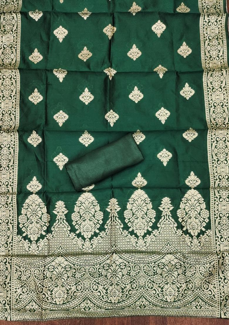 Light Green Embroidered Simmer Dress Material - Indya