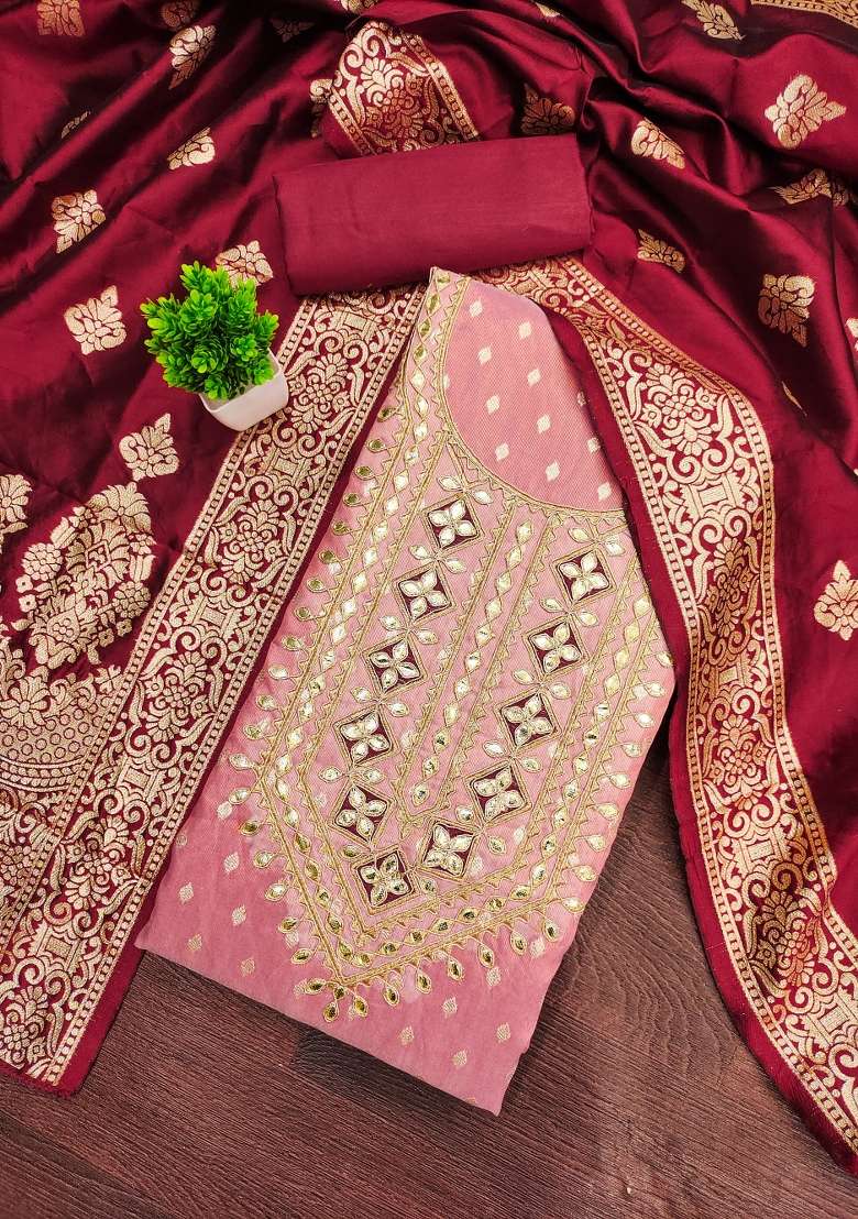 Pink Embroidered Shimmer Straight Kurta Set - Indya
