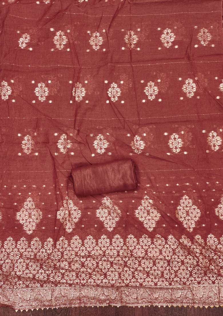 Rust Jacquard Shimmer Straight Kurta Set - Indya