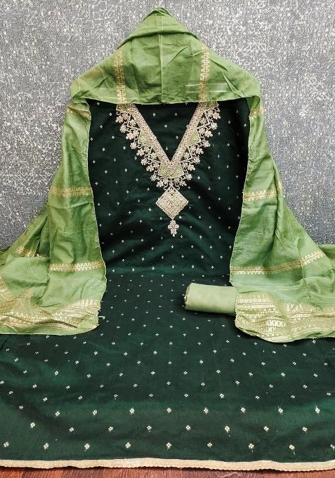 Green Embroidered Modal Punjabi Suit