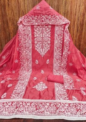 Gajari Embroidered Cotton Blend Dress Material