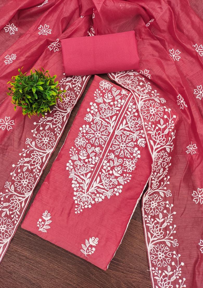 Gajari Embroidered Cotton Blend Dress Material