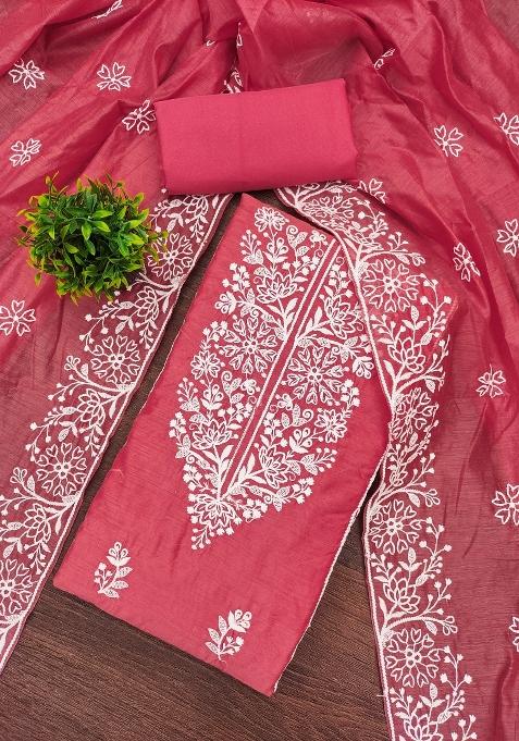 Gajari Embroidered Cotton Blend Dress Material