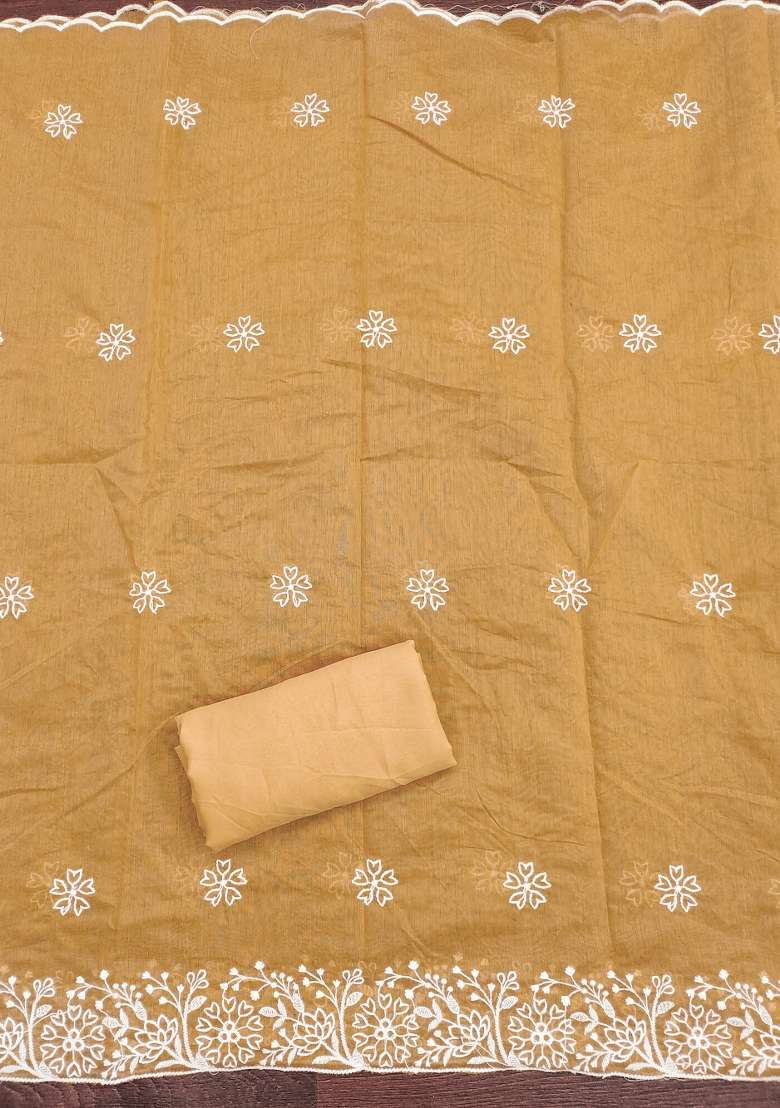 Yellow Chikankari Blended Pakistani Suit Set - Indya
