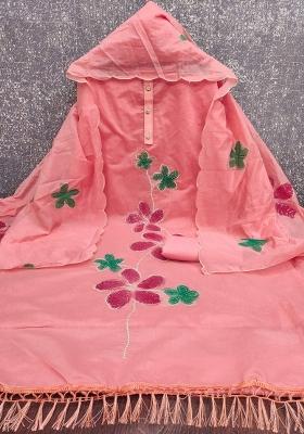 Peach Embroidered Chanderi Straight Kurta Set