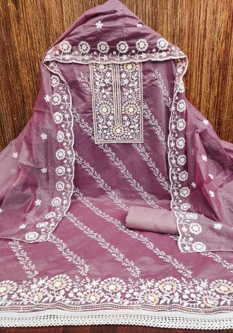 Lavender Chikankari Cotton Pakistani Suit Set