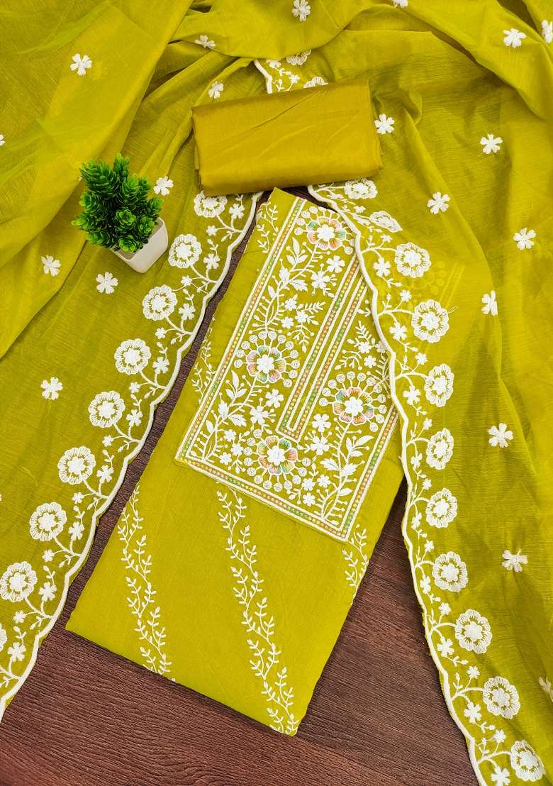Mehandi Chikankari Blended Straight Kurta Set - Indya
