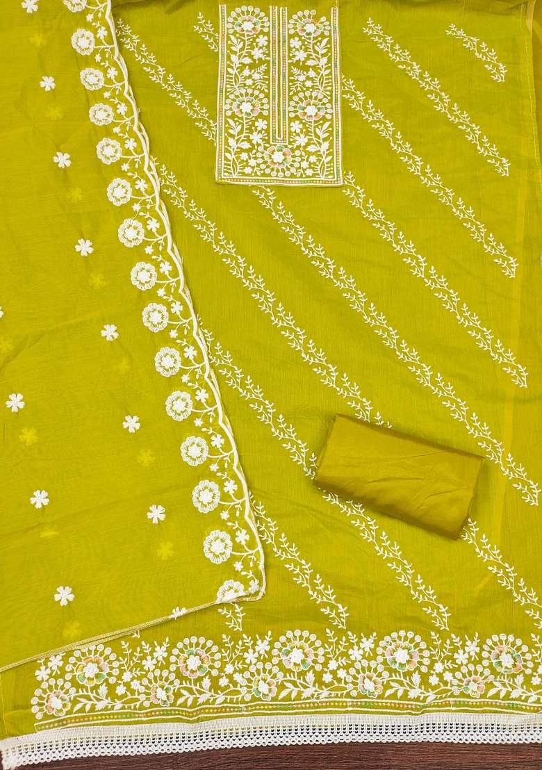 Mehandi Chikankari Blended Straight Kurta Set - Indya