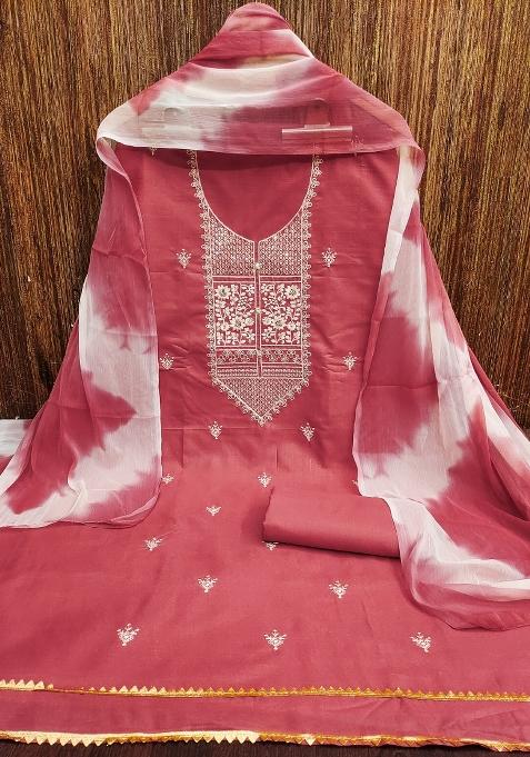 Pink Chikankari Blended Straight Kurta Set