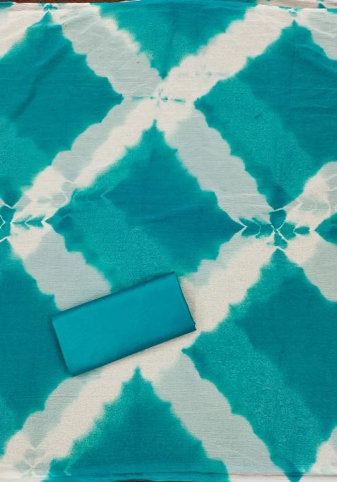 Sea Green Embroidered Cotton Blend Dress Material